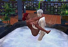 Redhead Bathes in Outdoor Jacuzzi Publicly