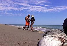 Mature Couple Risks Outdoor Fuck at Mexican Beach – Blowjob and Doggy Action?