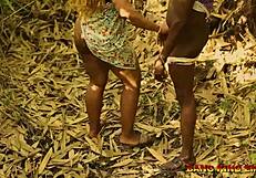 Outdoor amateur BBW fucked bent over in bush