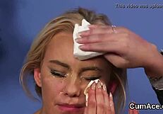 Hot Looker Receives Facial While Sucking Cum