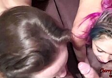 Fiancé fucks venusssmodel's pussy while we all cum.