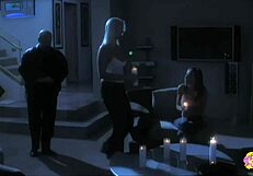 Two sexy sluts lick big clit in sensual lesbian masturbation bedroom.