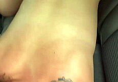 Busty petite hooker gets cum on ass in dirty street voyeur