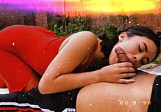 Exhibitionist sex in backyard with step brother