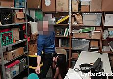 Skinny Asian shoplifter gets strip searched and fucked in the store