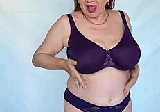 Mature Milf in Stockings and Heels Shows Big Tits