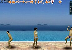 Japanese femdom kicks balls in cfnm action game