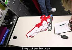 Female officer confronts shoplifter teen in the garage