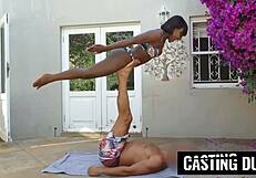 Petite Black Babe Teases Big Cock In Missionary.