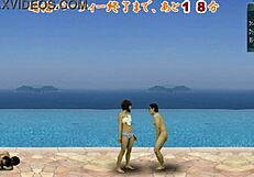 Japanese femdom kicks balls in cfnm action game