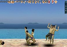 Japanese femdom kicks balls in cfnm action game