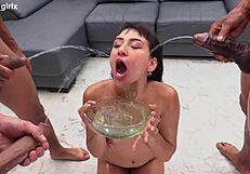 a beautiful latina girl takes double penetration anal deep