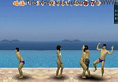 Japanese femdom kicks balls in cfnm action game