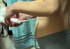 After Shower, Wife's Nipples Harden From Pinching And Licking