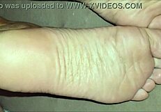 Amateur Licks Stepmother's Soles And Cums On Them