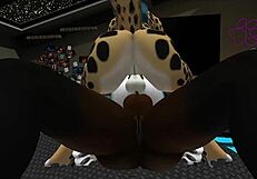 Sunny the shemale gets blowjob and fucking in furry 3some double team 😈