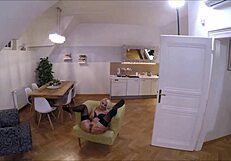 pov teen riding muscular guy on chair quickie cumshot