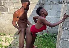 student takes a quick break for outdoor doggy sex