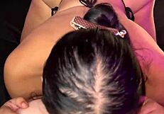 I surprise my boyfriend with another asian pussy for amateur lesbian sex and cunilingus