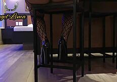 Angel Lima In Smoking Fetish Before Rubbing Pussy On Lucky Guy's Face