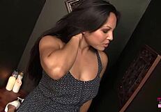 Beautiful Adrianna Masturbates Jerking Big Cock Through Gloryhole Cum in Mouth