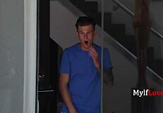 emotional memorial day with stepson sausage sneak suck on sofa outdoors by pool