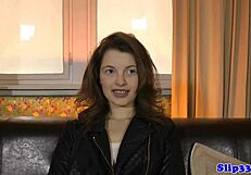 Stockinged Euro Glamour Babe In Heels Gives Blowjob And Gets Doggystyled By Old Guy