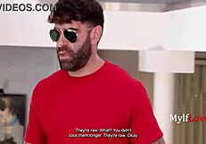 emotional memorial day with stepson sausage sneak suck on sofa outdoors by pool