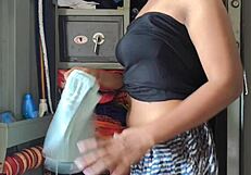 Desi Maid Gets Fucked By Master While Cleaning Cupboard In Anal And Blowjob!