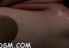 Naughty Brunette Slave Feels Intense Pleasure Spreading Her Pussy