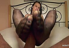 young german neighbor gives me nylon foot treat in pov