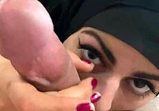 Mia Niqab eats balls and cum!