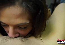 skinny brunettes meredith and jaime litton lick shaved pussies in pov