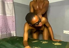 Morning moans from petite ebony beauty craving her stepbrother's cock first thing every day