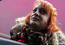 Amateur Redhead Whore Devours Outdoor Cock Sucking