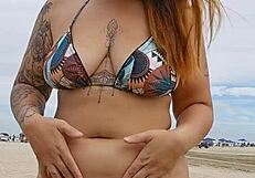 Young 18+ African Babe Flashes on Usa Beach to Attract Married Men for Fucking!