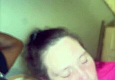 sucking the cum out of a black cock in bedroom