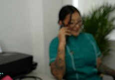 A very slutty doctor takes advantage of her patient to get cum in her ass - mariana martix & angel cruz