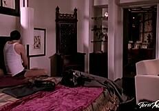 brunette babe tera patrick starts with a teasing massage but ends up riding alec knight's cock to squirting orgasm