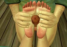 sticky with cum footjob & blowjob