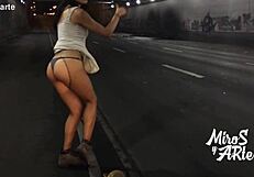 Teen exhibits by lifting dress for motorists on Garibaldi slope