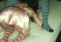 crossdresser follando con morena sexy en masturbacion y anal