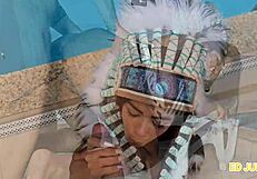 india nativa offers bareback anal to gifted guy fully on red and sheer