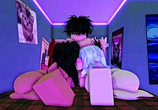 One of the best threesomes ever on roblox with fat whore blowjob and assfucking