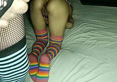 crossdresser follando con morena sexy en masturbacion y anal