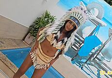 india nativa offers bareback anal to gifted guy fully on red and sheer