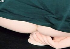 Trans woman rides dildo intensely