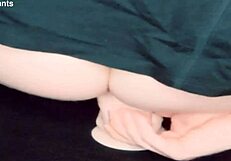 Trans woman rides dildo intensely