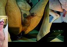 Amateur masturbates with dildo for anal orgasm and cumshot.