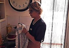 karina the housewife looked innocent in the kitchen, but she's ready for anything with her curvy body.